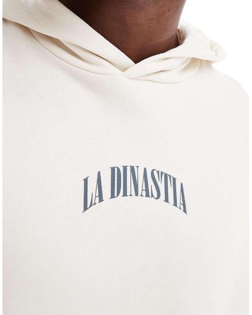 Felpa Squadrata Oversize Color Pietra Con Cappuccio E Stampa Davanti E Dietro di ASOS in Gray da Uomo