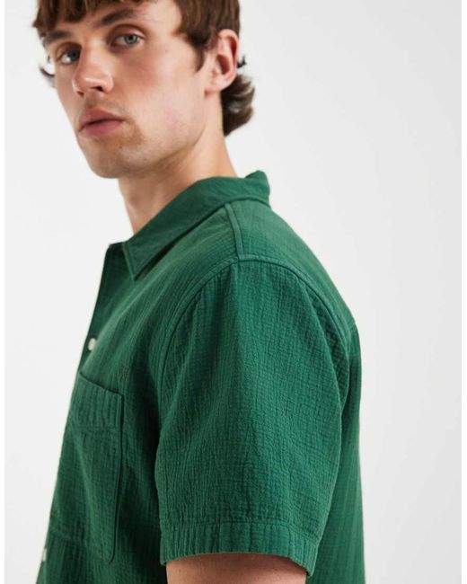 DOUBLE A by WOOD WOOD Green 100% Cotton Adrian Pocket Shirt for men