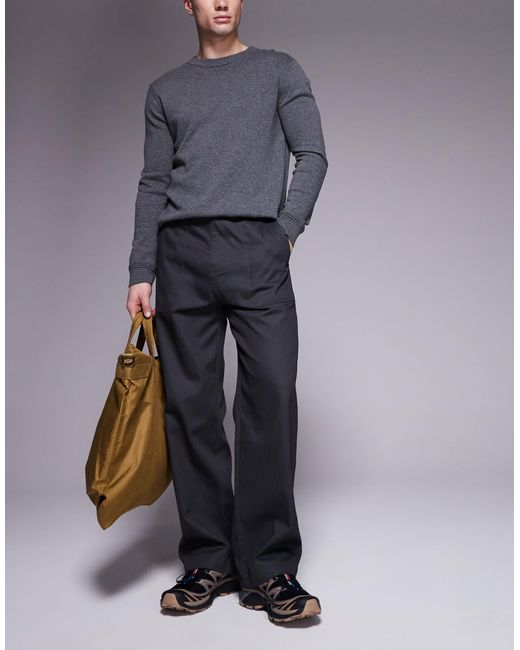 ASOS Blue Straight Leg Herringbone Pants for men
