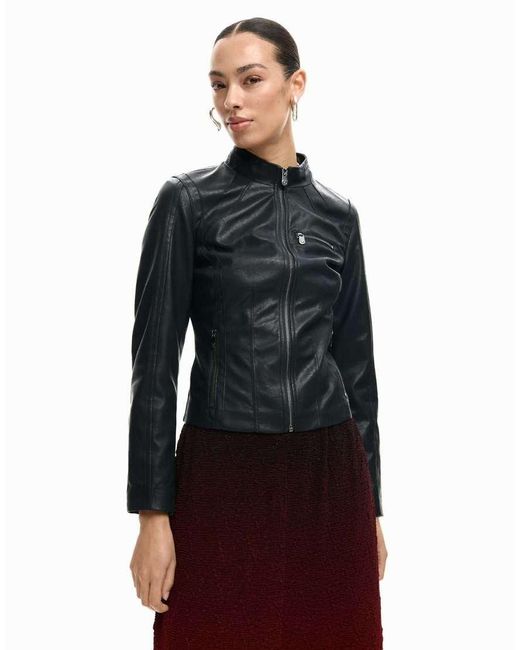 Desigual Black Mao Collar Jacket
