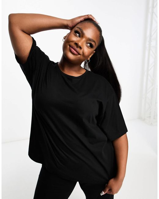 ASOS Black Asos Design Curve Mix & Match Cotton Oversized Pyjama Tee