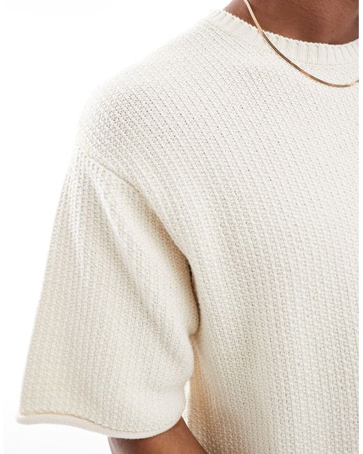 Pull&Bear Natural Textured Knit Shirt for men