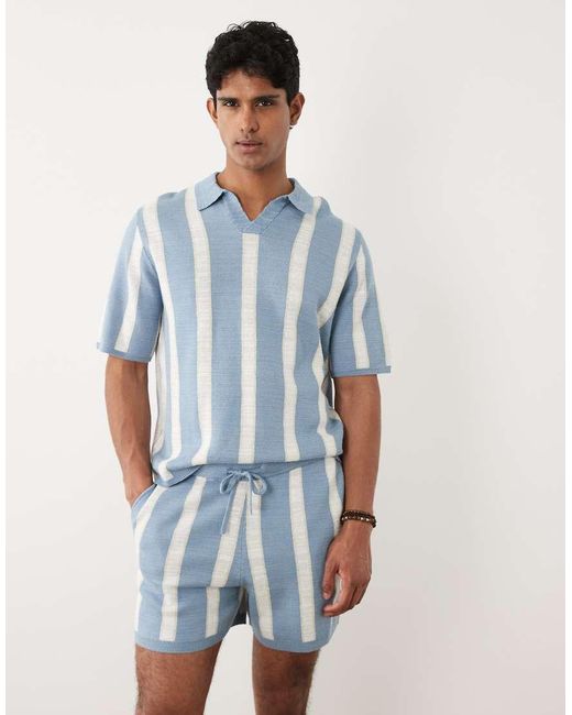 ASOS Blue Knitted Stripe Shorts for men