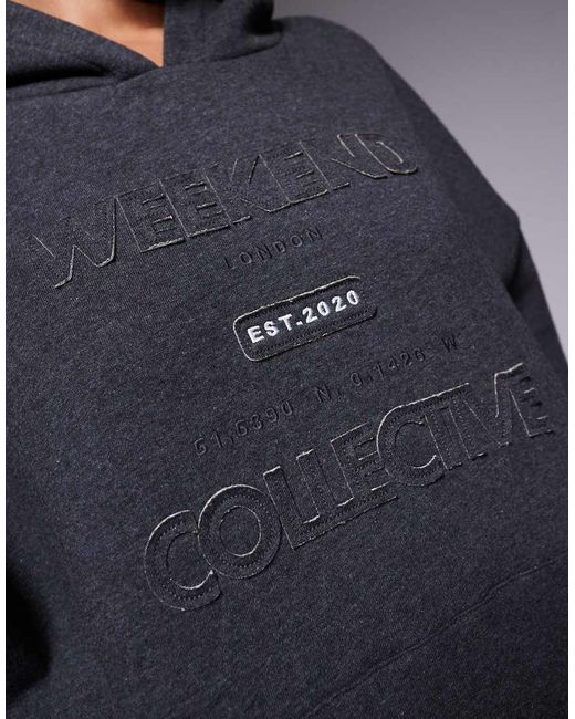 Sudadera Con Capucha Y Aplicación Gráfica De Weekend Collective ASOS de color Blue