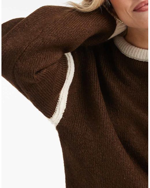 ASOS Brown Contrast Detailing Knit Sweater