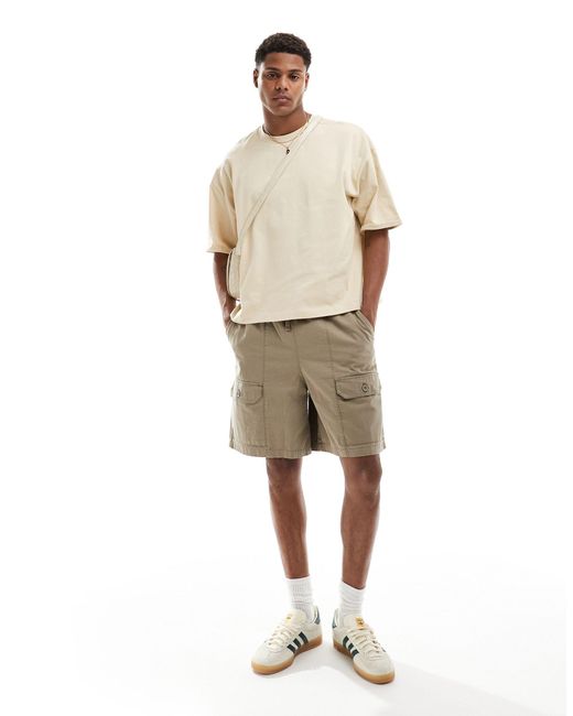 T-shirt oversize épais coupe carrée à manches retroussées - beige ASOS pour homme en coloris Natural
