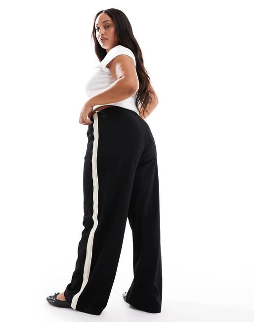 Vero Moda Black Loose Pull On Trousers With Side Stripe