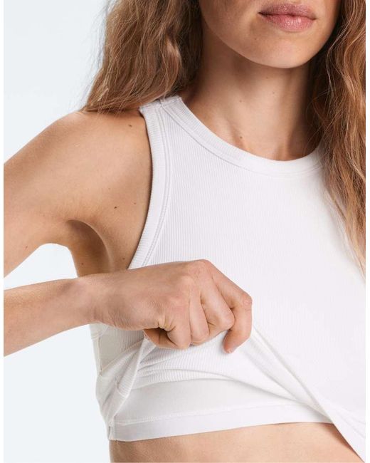 Oysho White Modal Blend Cups Tank Top