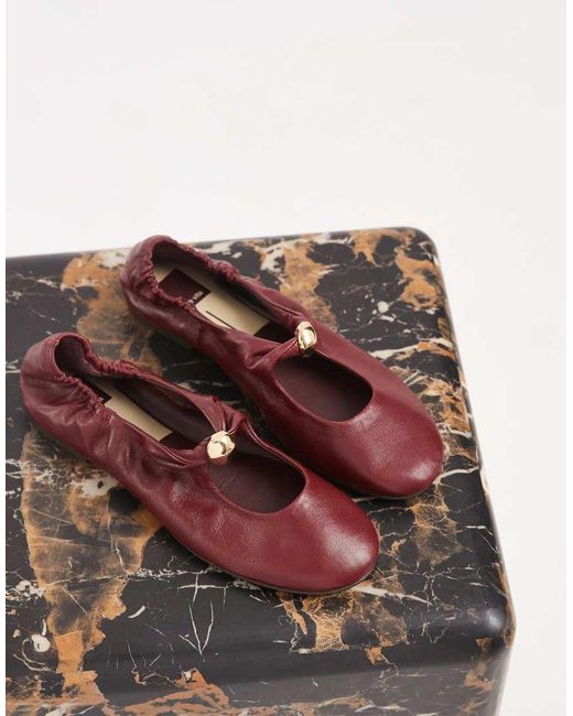 Dolce Vita Red Cornel Ballet Flats With Gold Detail