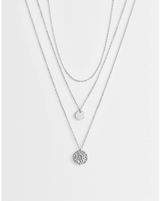 TOPSHOP White Oliver Waterproof Stainless Steel Multi Layer Necklace