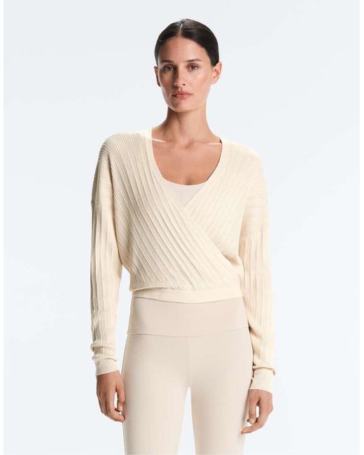 Oysho Natural Crossed Rib Knit Jumper