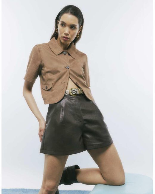 River Island White Faux Suede Pocket Detail Shirt