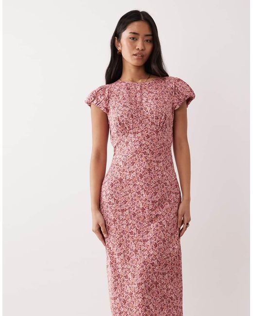 Nobody's Child Pink Willow Cap Sleeve Midi Dress