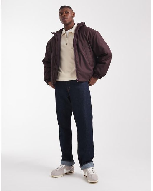 ASOS Brown Hooded Puffer Jacket for men