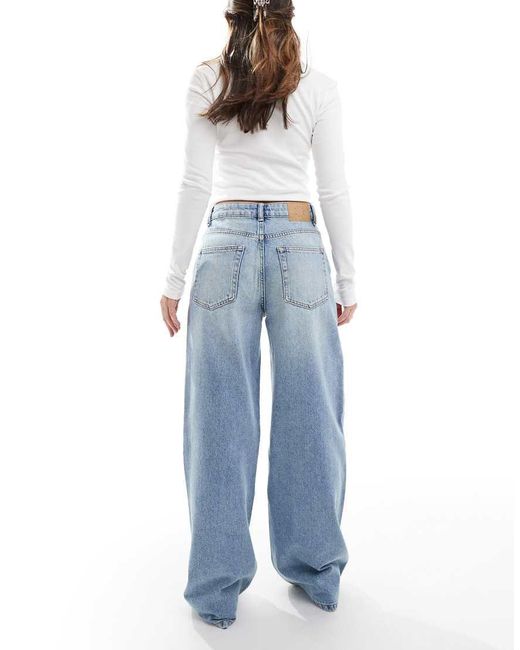 Pull&Bear Jeans Met Hoge Taille En Wijde Pijpen in het Blue