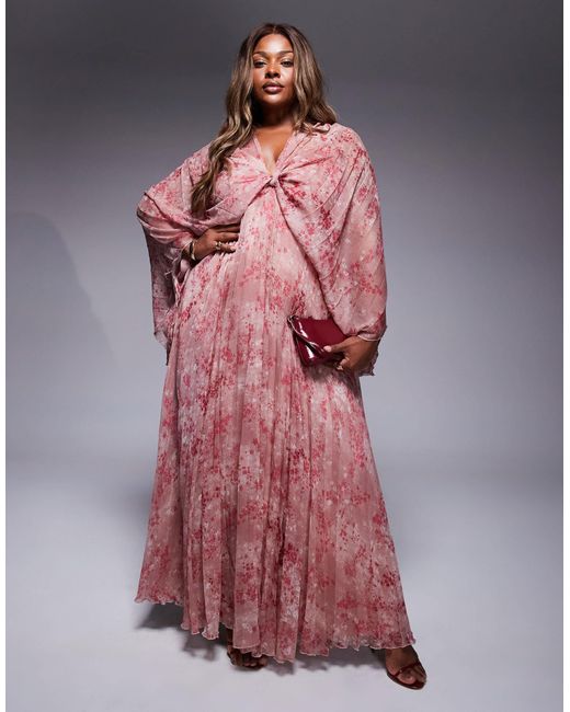 ASOS Red Asos design curve – plissiertes maxikleid aus chiffon