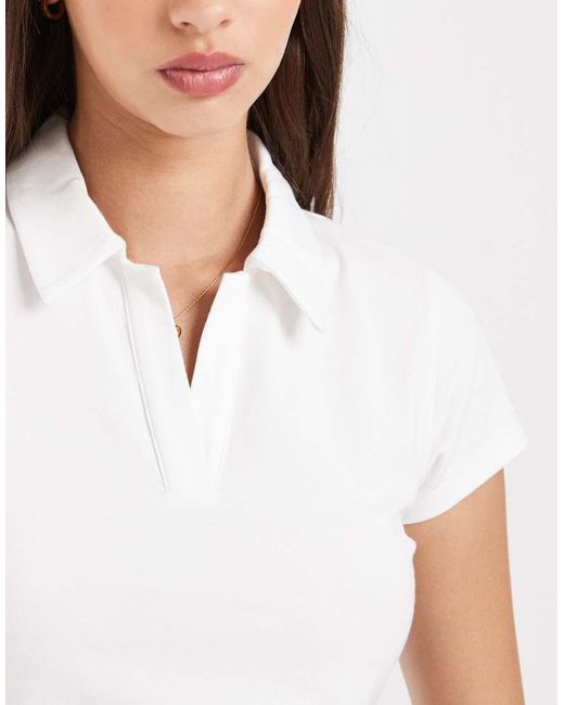 Hollister White Y2k Fitted Short Sleeve Polo