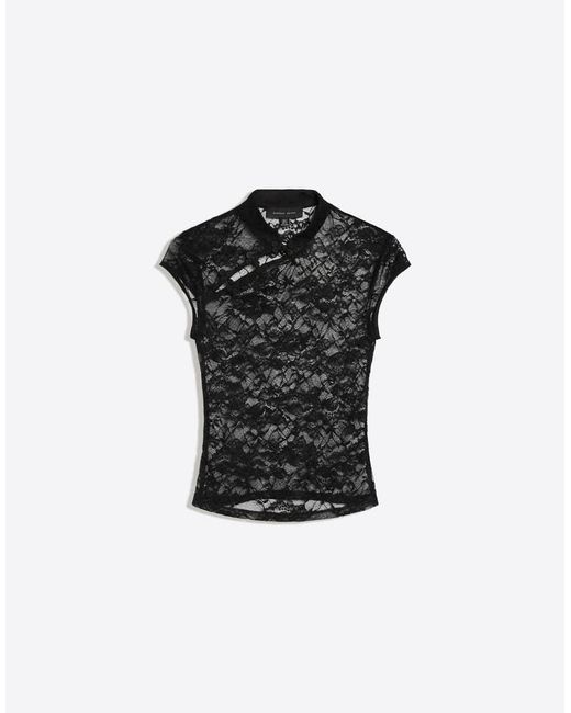Bershka Black Lace Top With Clasp