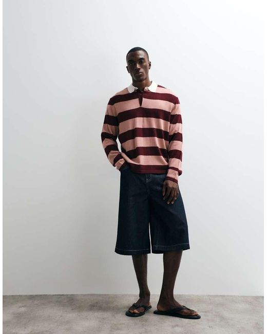 Polo Comoda A Maniche Lunghe di ASOS in Red da Uomo