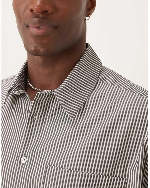 ASOS Gray Co-ord Boxy Oversized Stripe Shirt for men