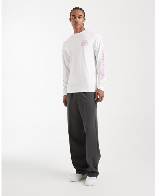 Santa Cruz White Mono Graphic Long Sleeve T-shirt for men