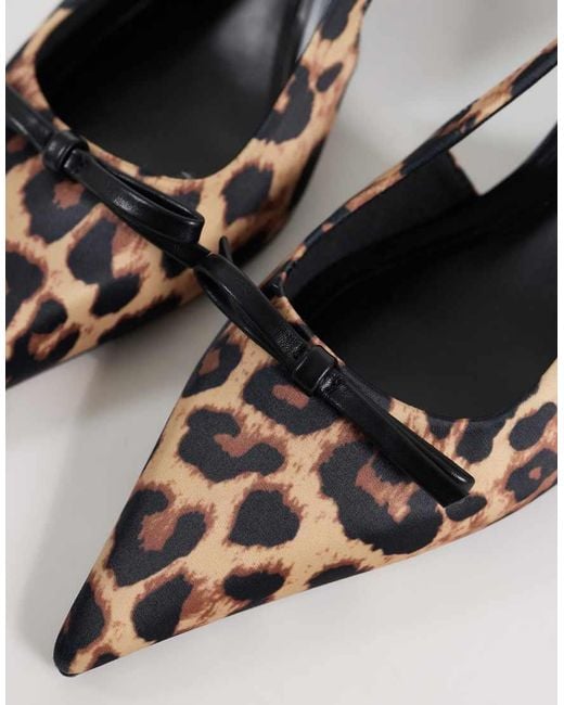 Asos Design Wide Fit White Skippy Bow Detail Slingback Kitten Heel Shoes