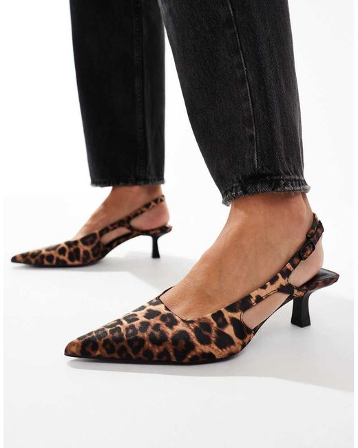 Stradivarius Black Kitten Heel Slingback