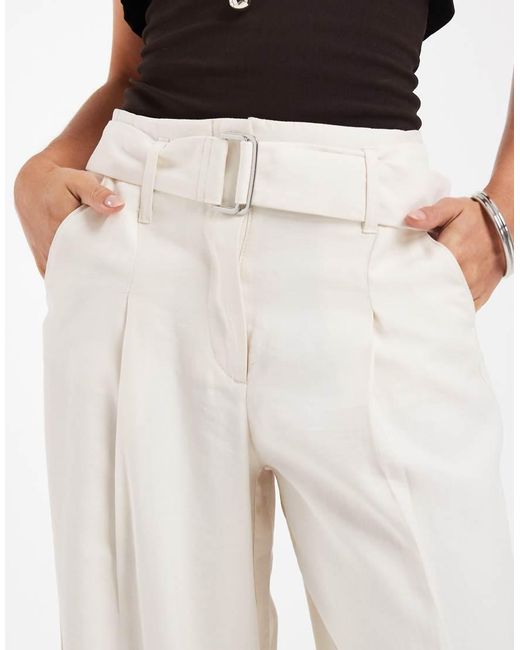 Only Petite White High Waist Wide Leg Tailored Trouser