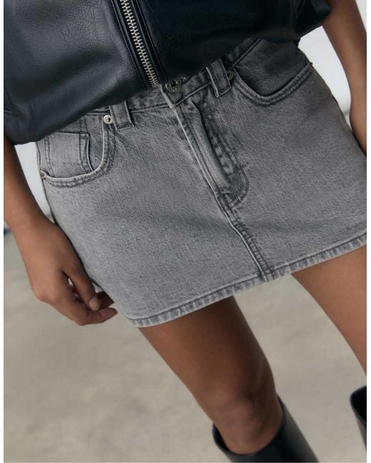 Stradivarius Gray D62 Denim Skort