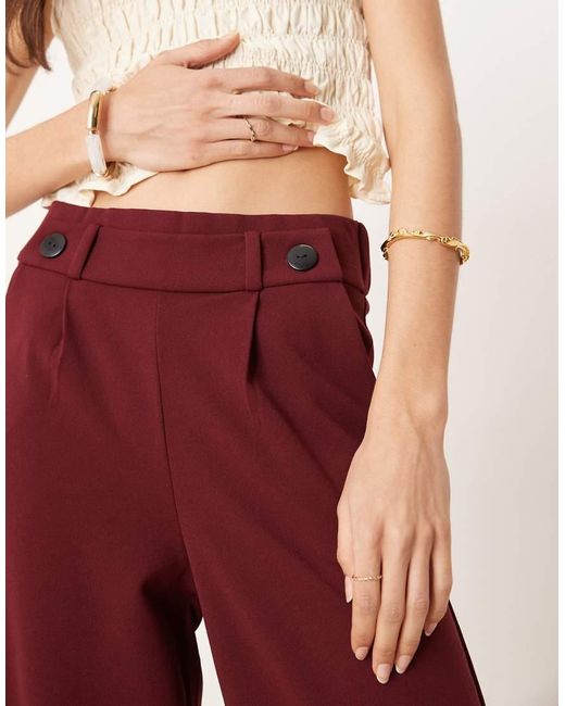JDY Tall Red Button Detail Wide Leg Dad Trousers