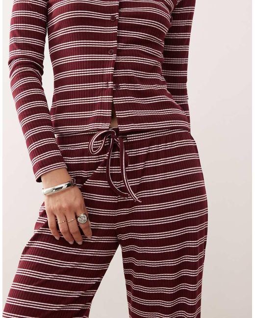 Collusion Red Relaxed Rib Trousers