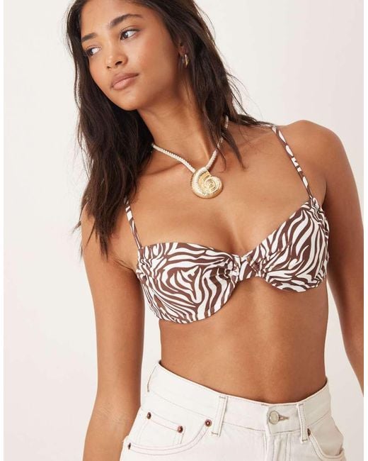 Abercrombie & Fitch Brown Swimwear Ruched Underwire Bikini Top Co-ord