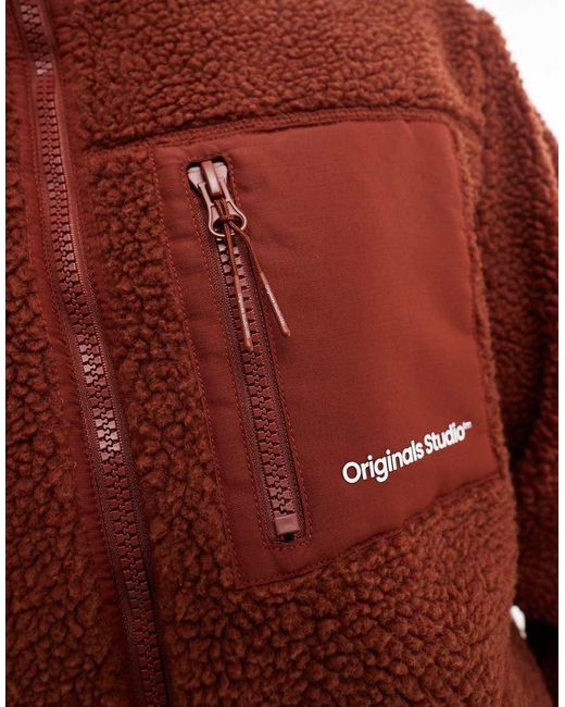 Jack & Jones Brown Borg Zip Through Jacket for men