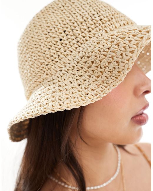 ASOS Natural Straw Crochet Bucket Hat
