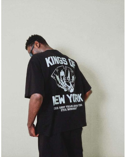 Bershka Black Short Sleeve Print T-Shirt for men