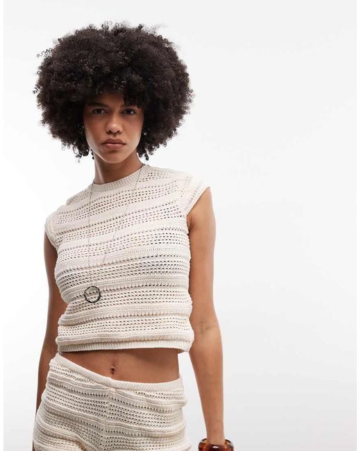 ASOS White Crochet Knit Crop Top Co-ord