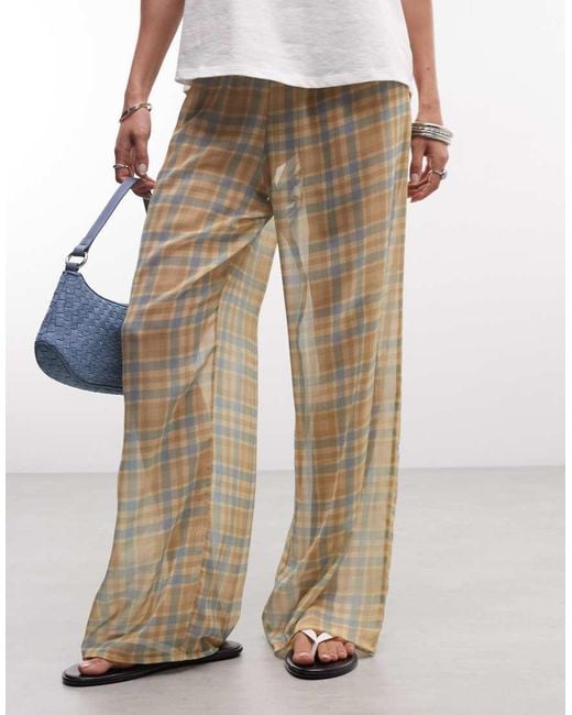 Reclaimed Vintage Natural Sheer Wide Leg Trouser