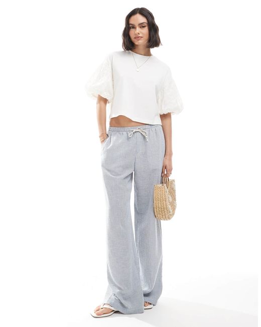Miss Selfridge White Broderie Puff Sleeve T-shirt
