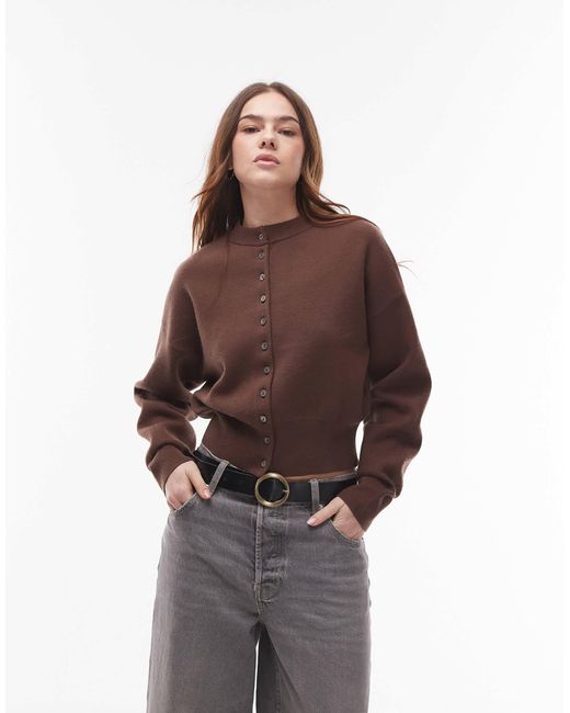 TOPSHOP Brown – kompakte strickjacke