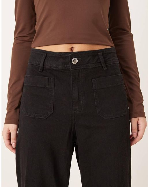Mango Natural Jessie Cotton Mix Pocket Detail Wide Leg Jean