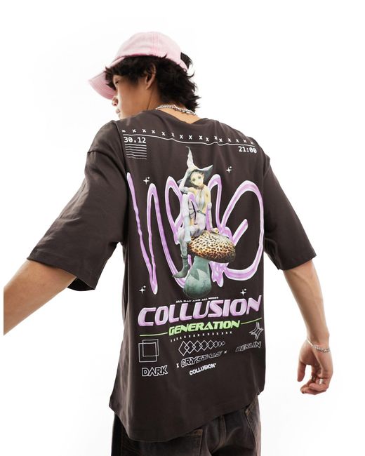 Collusion Black T-shirt With Fairy Print for men