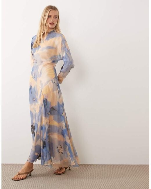 ASOS White High Neck Maxi Dress With Asymmetric Waist