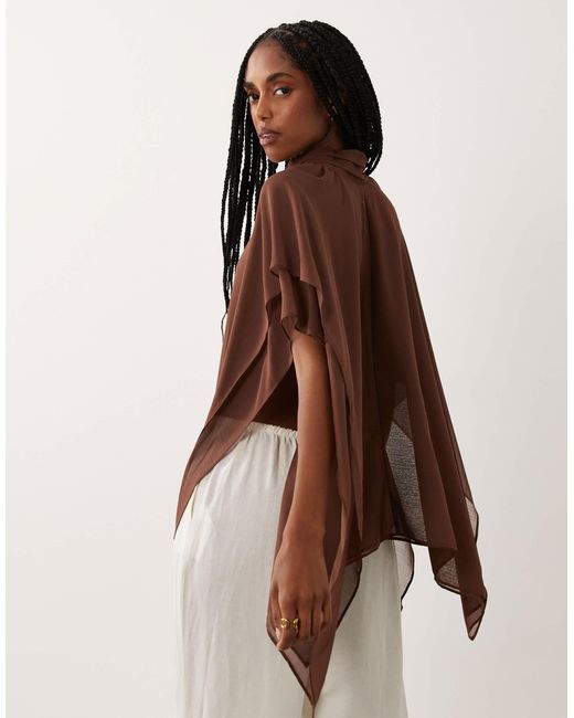 ASOS Brown Chiffon Double Layer Cape Top