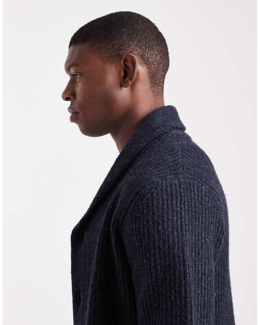 Cárdigan Con Detalle De Solapas De Esmoquin De Threadbare de hombre de color Blue