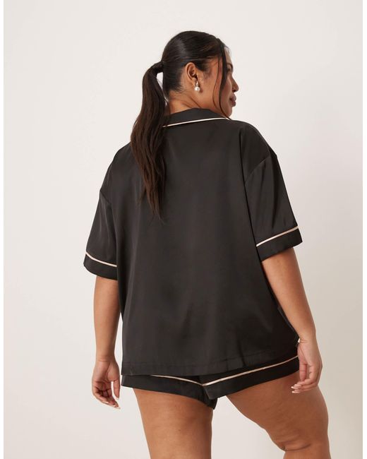 ASOS Black – oversize-pyjama aus satin