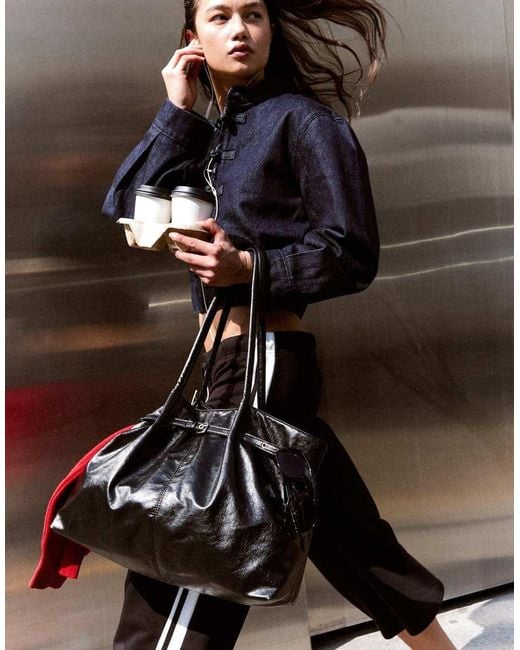 Bershka Black Belt Shopper Bag
