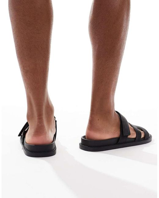 Sandalias Negras Con Correas De Nobuk De SEQWL de hombre de color Brown