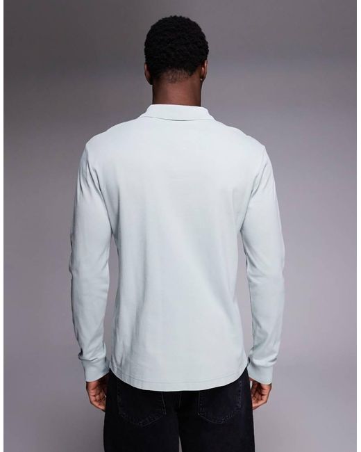 Boss Gray Passerby Tonal Logo Long Sleeve Pique Polo for men