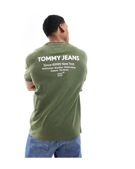 Essential - t-shirt vestibilità classica oliva slavato di Tommy Hilfiger in Green da Uomo
