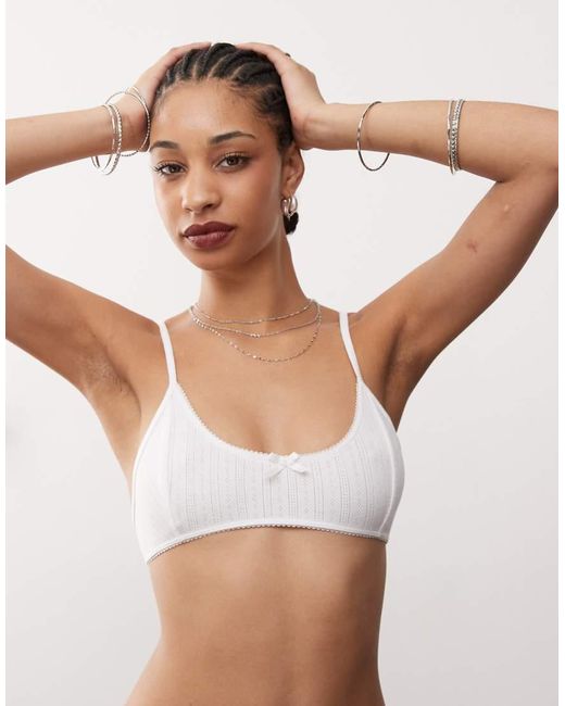 Weekday White Pointelle Scooped Bra